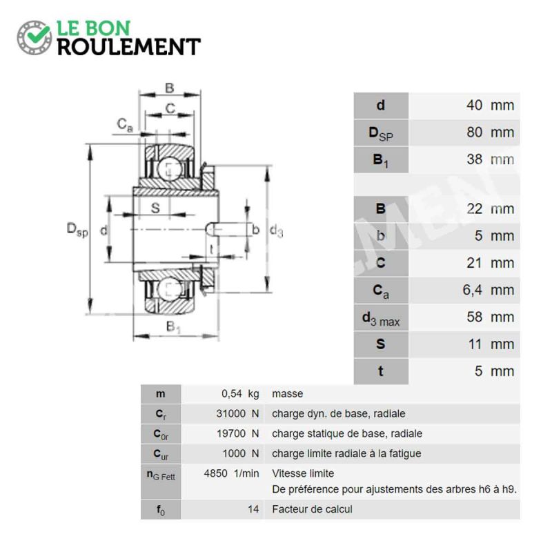 Roulement De Palier GSH40-2RSR-B-INA | Le Bon Roulement