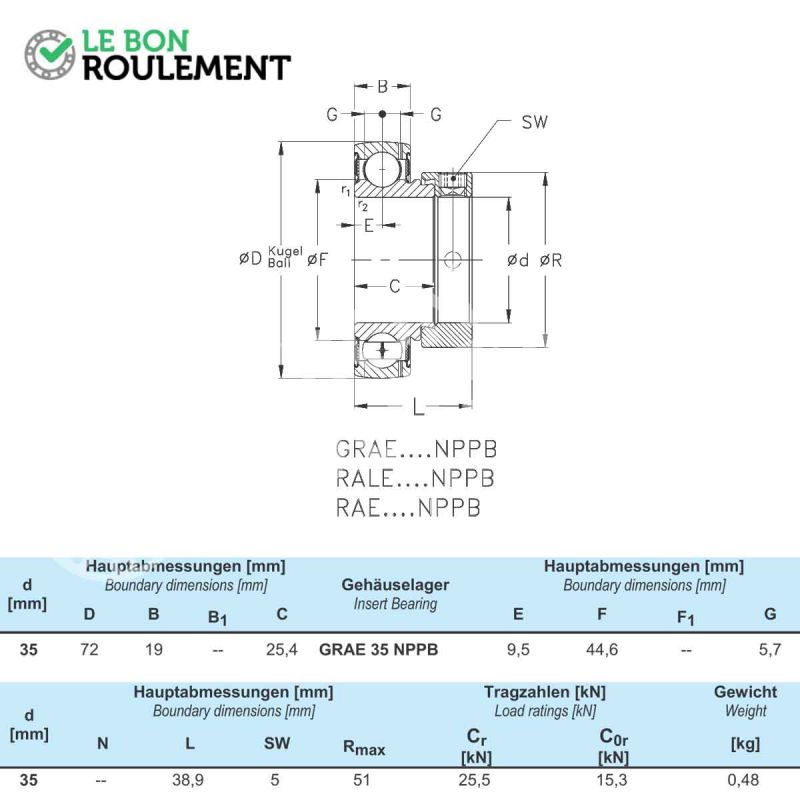 Roulement De Palier GRAE35-NPP-B-NKE | Le Bon Roulement